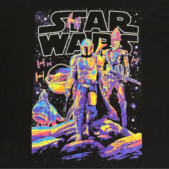 Star Wars Mandalorian Black T-Shirt Size XL - Picture 2 of 4